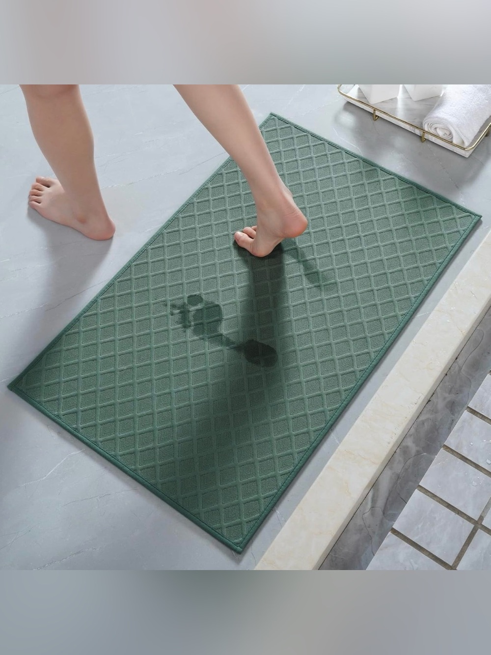 Ultra Thin Bathroom Rugs, Rubber Backed Bath Mats, Non Slip 17x28” (set of 2)
